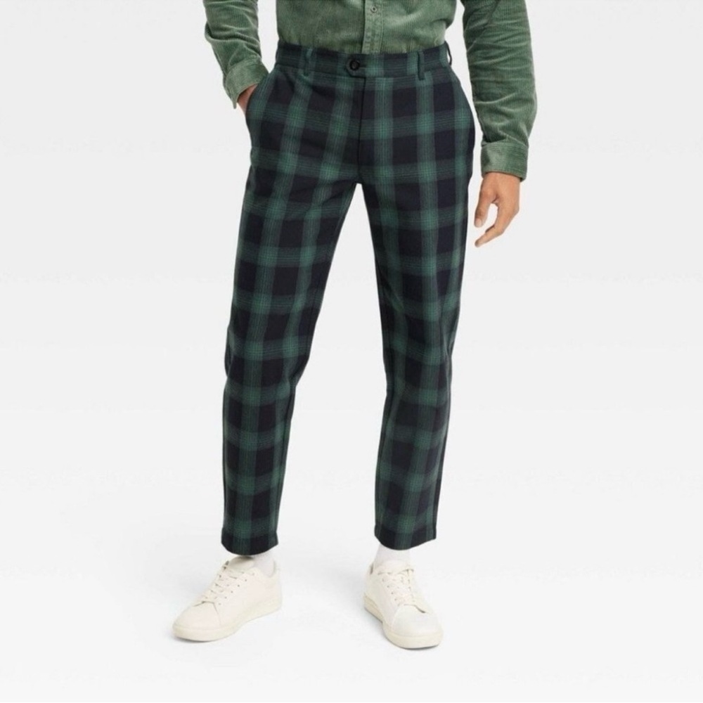 Houston White Blue and Green Plaid Trousers Men’s 35 x 26” or Women’s Size 14